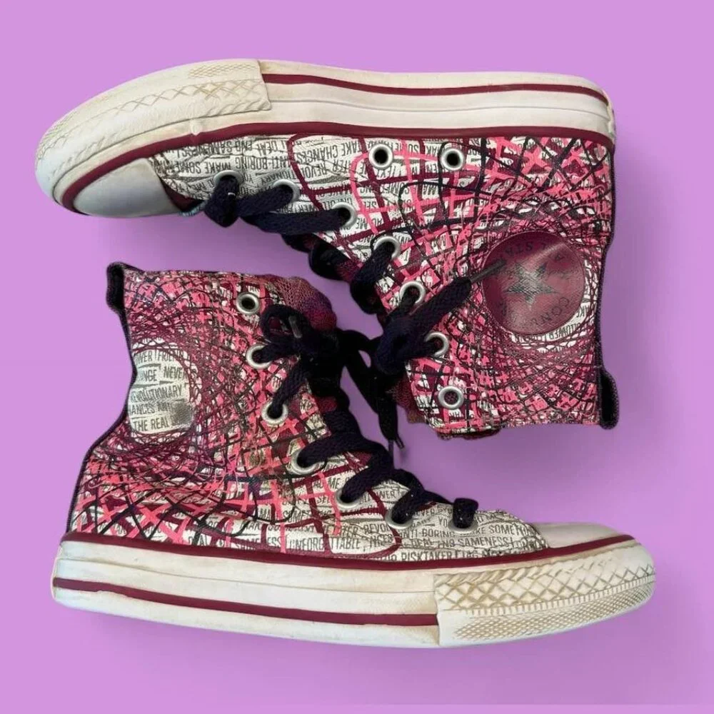 Converse Chuck Taylor Party Pink and Purple Hi Tops with Tulle-Junior Size‎ 12